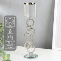 Подсвечник стекло на 1 свечу "Сплетение колец" стразы серебро 27х7х7 см Подсвечник стекло на 1 свечу "Сплетение колец" стразы серебро 27х7х7 см