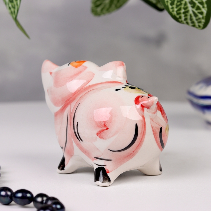 Сувенир "Свинья Улыбка&raquo;, цветная, гжель