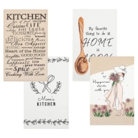 Набор кухонных полотенец Доляна Happiness, 35х60 см -4 шт, 100% хлопок, вафля 160 г/м2