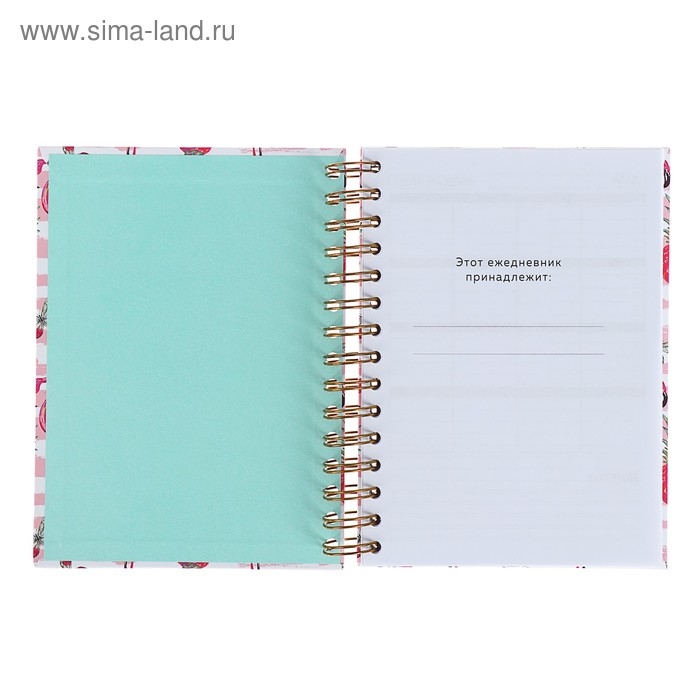 Ежедневник недатированный А5, 120 листов &laquo;Фламинго&raquo;, золотая евроспираль, УФ-лак на обложке