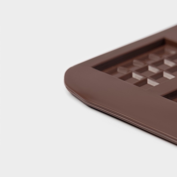 Форма для шоколада Доляна &laquo;Плитка&raquo;, силикон, 21&times;11 см, 12 ячеек (2,7&times;3,9 см), цвет коричневый