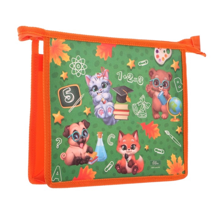 Папка для тетрадей А5, 230 х 190 х 50 мм, молния сверху, пластиковая, Calligrata "Зверята"