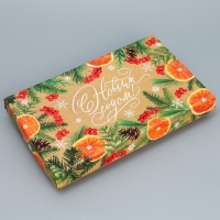 Коробка подарочная новогодняя складная &laquo;Мандариновое настроение&raquo;, 25.5 х 15 х 4 см, Новый год