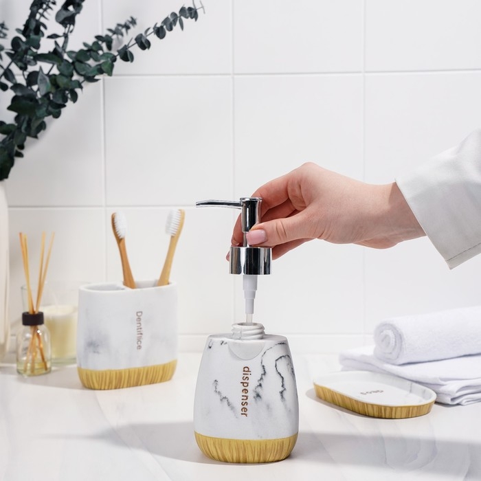 Набор аксессуаров для ванной комнаты For, 3 предмета (дозатор 150 мл, мыльница, стакан)