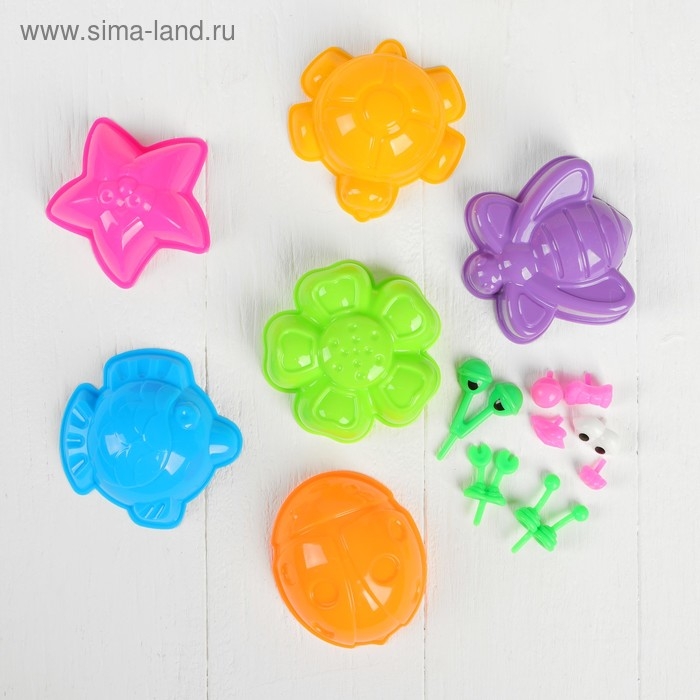 Космический песок жёлтый в коробке, 1 кг + песочница: 60 &times; 46 см + формочки