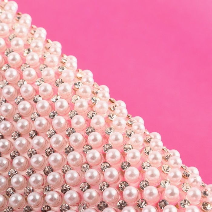 Жемчуг со стразами термоклеевой, 40 &times; 24 см, цвет белый