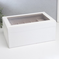 Шкатулка кожзам для украшений "Кабрина" белая 30,5х20х13,5 см Шкатулка кожзам для украшений "Кабрина" белая 30,5х20х13,5 см