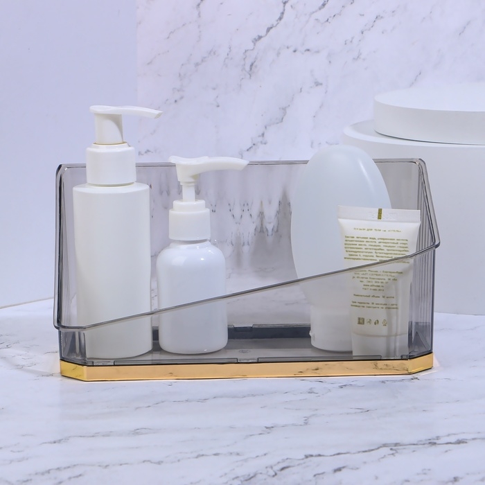 Органайзер для хранения «CALM», 1 секция, 20 × 8,5 × 10 см, цвет полупрозрачный/чёрный/золотистый Органайзер для хранения «CALM», 1 секция, 20 × 8,5 × 10 см, цвет полупрозрачный/чёрный/золотистый