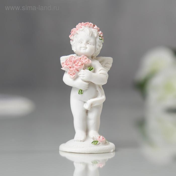 Сувенир полистоун Сувенир полистоун "Ангел в розовом веночке с букетиком" МИКС 6,8х2,8х3 см