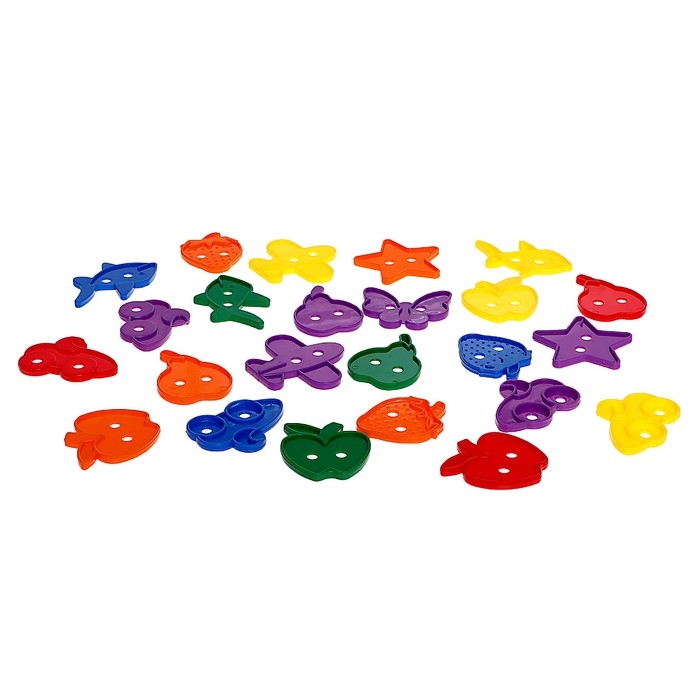 Шнуровка &laquo;Весёлые фигурки&raquo; в банке, 24 штуки, МИКС, по методике Монтессори