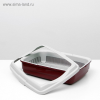 Лоток большой с сеткой и бортиком Atlantis "Стандарт", 43 х 33 х 12,5 см, красный, Лоток большой с сеткой и бортиком Atlantis "Стандарт", 43 х 33 х 12,5 см, красный,