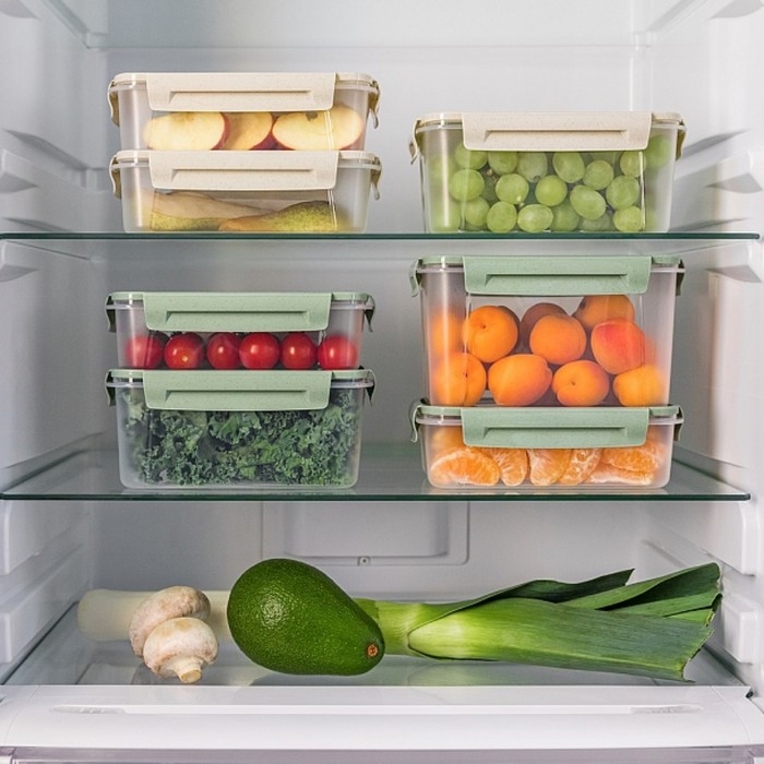 Контейнер пищевой Lock&Ok, 0,75 л, 18,6&times;12,2&times;5,5 см,прозрачный, крышка зеленая