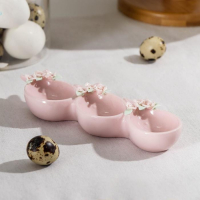 Менажница керамическая 3 ячейки &laquo;Кролик&raquo;, 20&times;7&times;3 см, цвет розовый