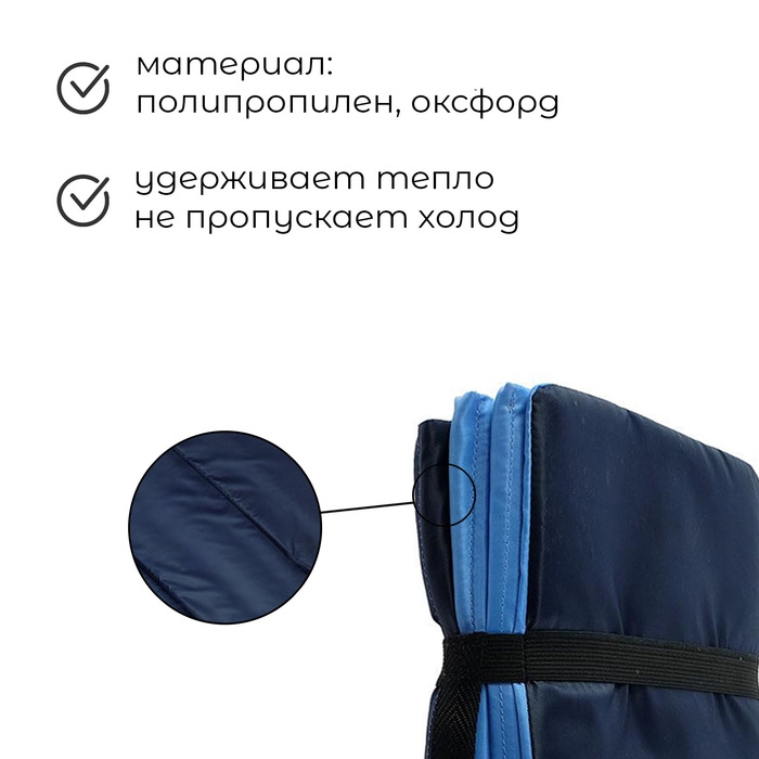 Коврик туристический ONLITOP, складной, 170х51х0.8 см, цвет тёмно-синий/голубой