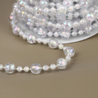 Бусы на нитях, с голографией, 8 мм, 9 &plusmn; 1 м, цвет прозрачный