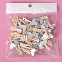 Набор декоративных прищепок &laquo;Сердечки&raquo;, серебряного цвета, набор 50 шт.