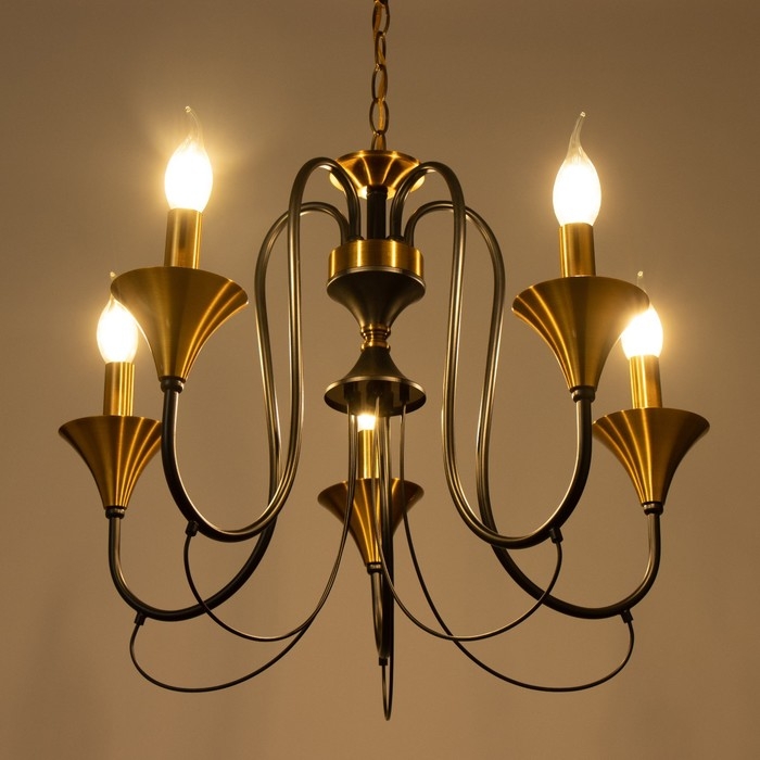 Люстра "Элимин" 5хЕ14 40Вт черно-золотой 56х75х56 см BayerLux