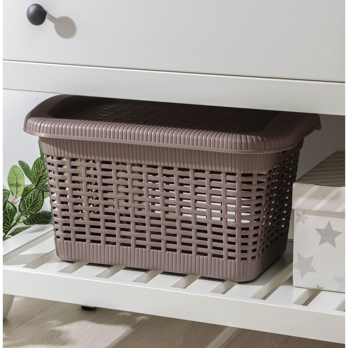 Корзина для хранения с крышкой, 45&times;28&times;24 см, 20 л, цвет МИКС