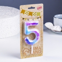 Свеча в торт на шпажке "Галактика", цифра 5, 9 см, ГИГАНТ Свеча в торт на шпажке "Галактика", цифра 5, 9 см, ГИГАНТ