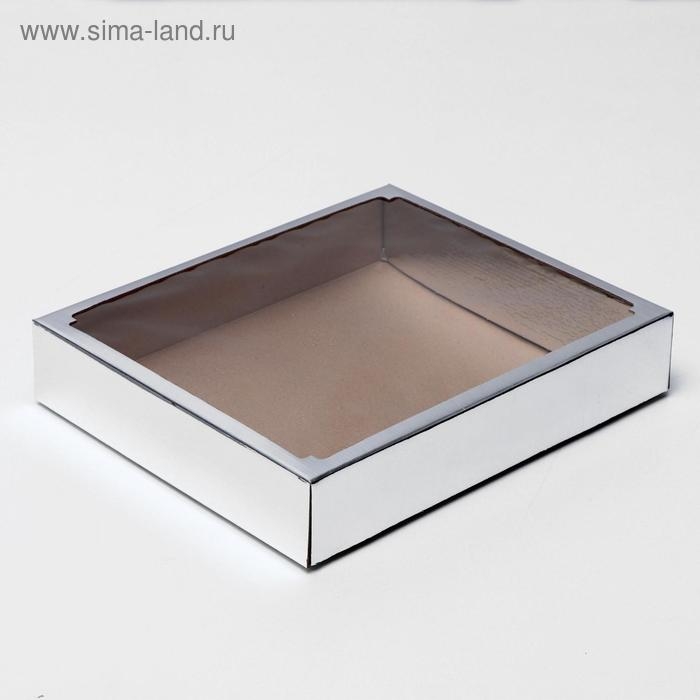 Коробка сборная, крышка-дно, с окном, серебрянная, 37 х 32 х 7 см Коробка сборная, крышка-дно, с окном, серебрянная, 37 х 32 х 7 см