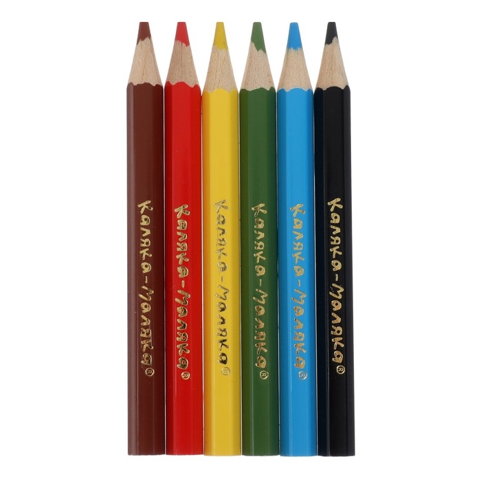 Карандаши Mini, 6 цветов, "Каляка-Маляка", шестигранные короткие