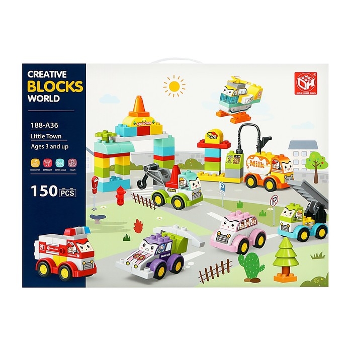 Конструктор &laquo;Транспорт с глазками&raquo;, 9 машинок, 150 деталей