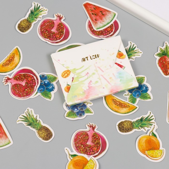 Наклейки для творчества Наклейки для творчества "Фрукты и ягоды" тиснение золото набор 48 шт 9х7х0,8 см