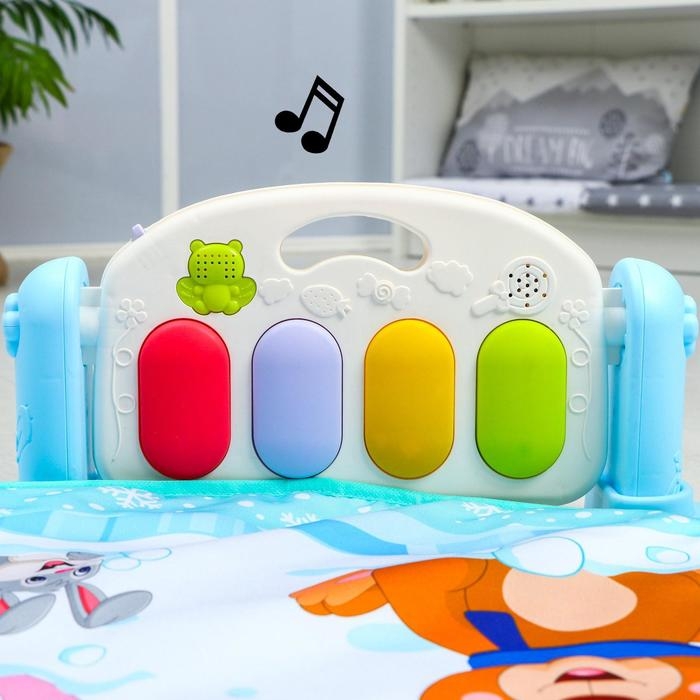 Развивающий коврик &laquo;Зимние игры&raquo;, с пианино, круглый, голубой