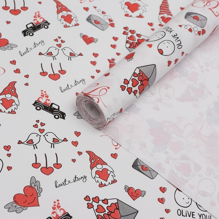 Бумага упаковочная крафт Бумага упаковочная крафт "Olive you", 0,55 х 10 м, 40 г/м2