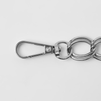 Цепочка для сумки, с карабинами, металлическая, двойная, 19 &times; 14 мм, 60 см, цвет серебряный