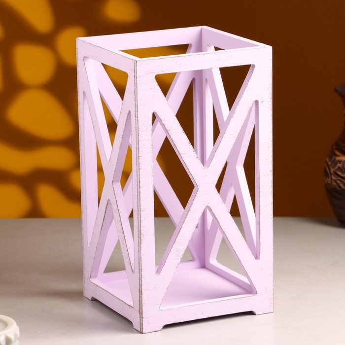 Кашпо деревянное 14×14×26 см Кашпо деревянное 14×14×26 см "Фонарь Хай-тек Прованс", Сиреневый