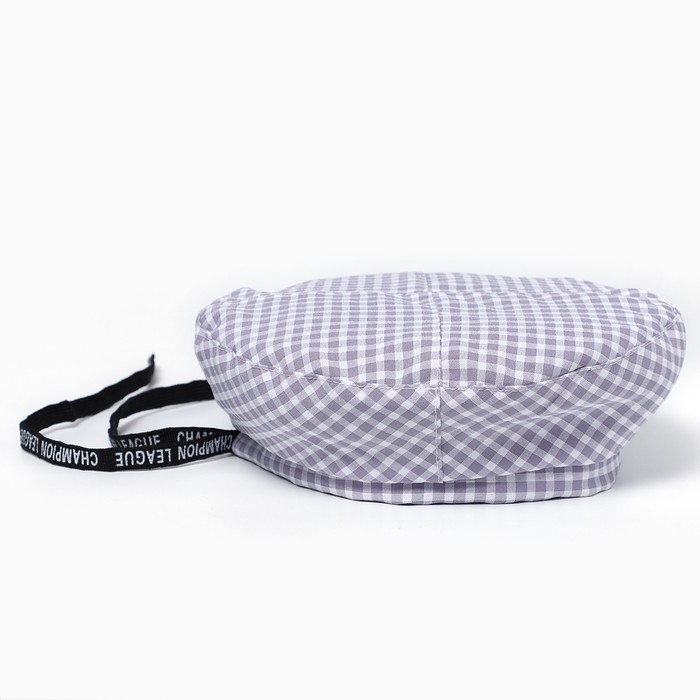 Берет в клетку, цвет серый, р-р 56см Берет в клетку, цвет серый, р-р 56см