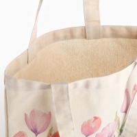 Шопер &laquo;Тюльпаны&raquo; 33,5 х 39,5 см., отдел без молнии, без подклада, белый