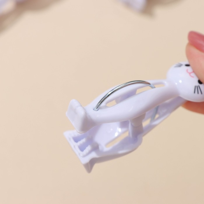 Прищепки бельевые &laquo;Коты&raquo;, 7 см, 4 шт, цвет белый