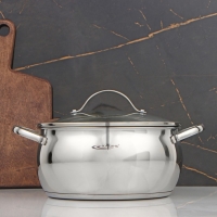 Кастрюля &laquo;Медея&raquo;, 5,2 л, d=24 см, капсульное дно, стеклянная крышка, индукция