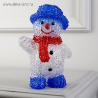 Светодиодная фигура &laquo;Приветливый снеговик&raquo; 13 &times; 20 &times; 8 см, акрил, 10 LED, батарейки ААх2 (не в комплекте), свечение белое