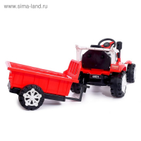 Электромобиль «Трактор», с прицепом, 2 мотора, цвет красный Электромобиль «Трактор», с прицепом, 2 мотора, цвет красный