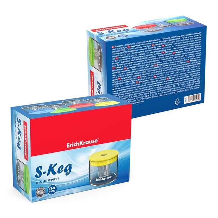 Точилка 1 отверстие ErichKrause S-Keg, с контейнером, цвет корпуса микс Точилка 1 отверстие ErichKrause S-Keg, с контейнером, цвет корпуса микс