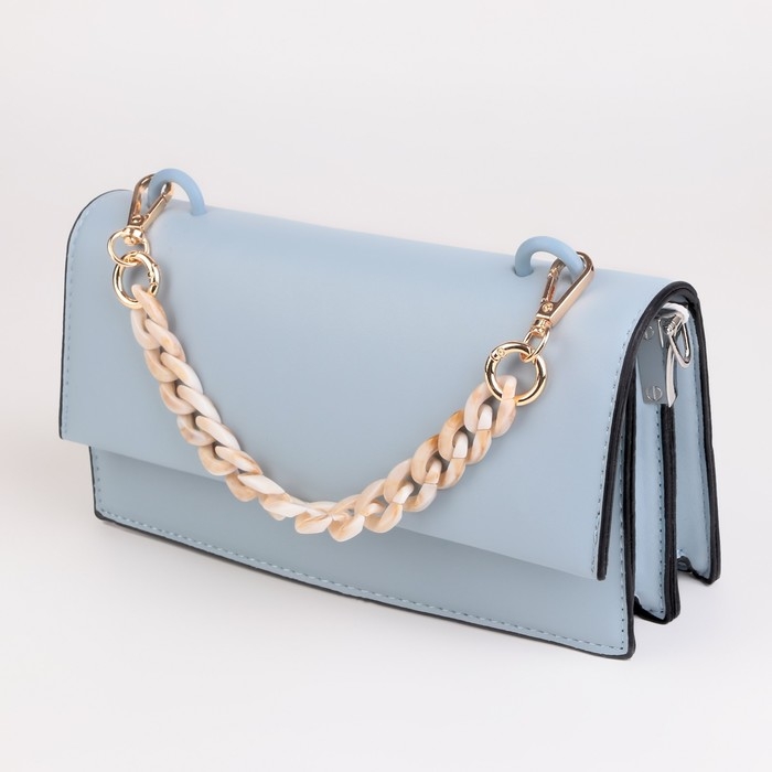 Цепочка для сумки, пластиковая, с карабинами, 23 &times; 17 мм, 30 см, цвет светлый агат/золотой