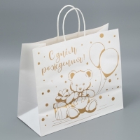 Пакет подарочный крафтовый, упаковка, &laquo;Мишка&raquo;, 32 х 28 х 15 см