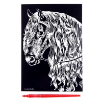 Гравюра &laquo;Лошадь&raquo; с металлическим эффектом серебра А5