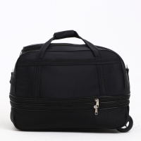 Сумка дорожная на колёсах, отдел на молнии, с увеличением, 2 наружных кармана, цвет чёрный Сумка дорожная на колёсах, отдел на молнии, с увеличением, 2 наружных кармана, цвет чёрный