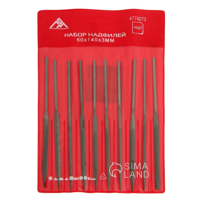 Набор надфилей ЛОМ, металлические рукоятки, 60 х 140 х 3 мм, 10 шт. Набор надфилей ЛОМ, металлические рукоятки, 60 х 140 х 3 мм, 10 шт.