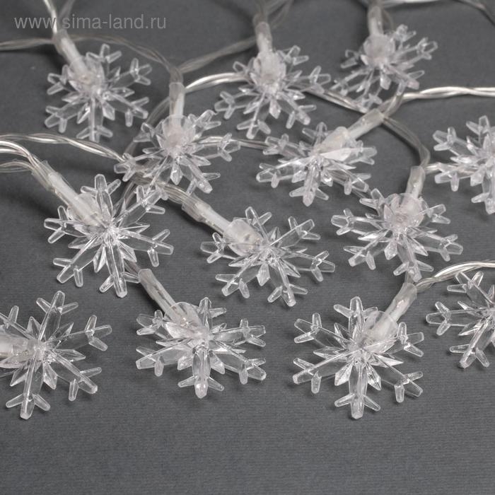 Гирлянда «Нить» 3 м с насадками «Снежинки большие», IP20, прозрачная нить, 20 LED, свечение мульти (RG/RB), мигание, USB Гирлянда «Нить» 3 м с насадками «Снежинки большие», IP20, прозрачная нить, 20 LED, свечение мульти (RG/RB), мигание, USB