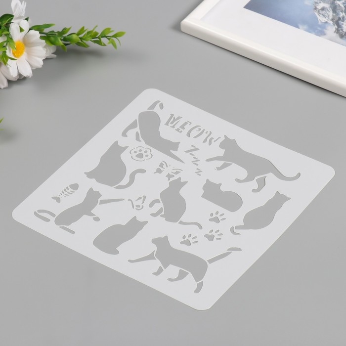 Трафарет пластик Трафарет пластик "Коты" 20х20 см