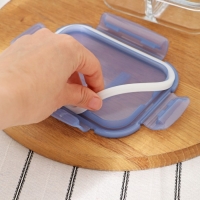 Контейнер из жаропрочного стекла, с крышкой, 600 мл, цвет синий