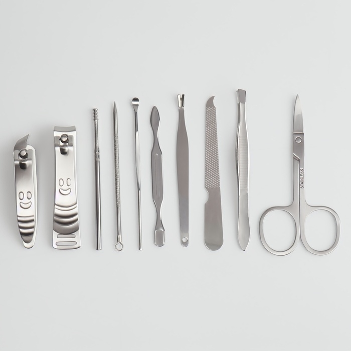 Набор маникюрный &laquo;Люси&raquo;, 10 предметов, кожзам-чехол, цвет коричневый