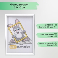 Фоторамка пластик L-4 21х30 см, белый(пластиковый экран) Фоторамка пластик L-4 21х30 см, белый(пластиковый экран)