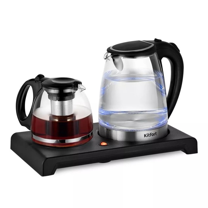 Чайный набор Kitfort КТ-6180, стекло, 2/1.2 л, 1500 Вт, чёрный Чайный набор Kitfort КТ-6180, стекло, 2/1.2 л, 1500 Вт, чёрный