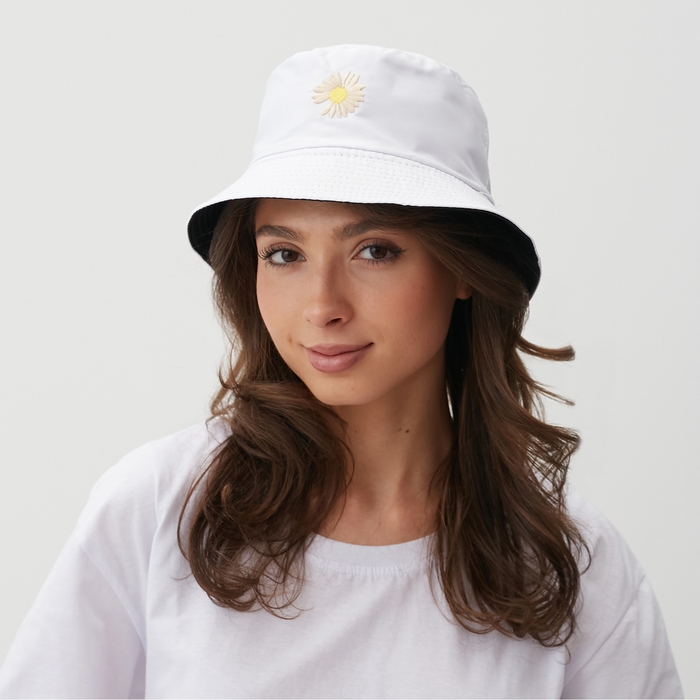 Панама двусторонняя MINAKU «Ромашка» цвет белый, размер 56-58 Панама двусторонняя MINAKU «Ромашка» цвет белый, размер 56-58